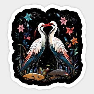 Stork Couple Valentine Sticker